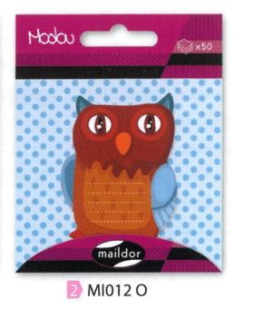 Bloc Notas Adhesivo Maildor Modou 50 Hojas Buho Rojo Mi0120