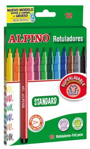 Caja Rotuladores 12 u Alpino Standard