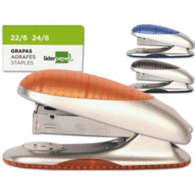 Grapadora Liderpapel Beetle + Caja Grapas + Quitagrapas