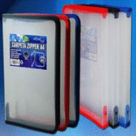 Carpeta Zipper Cremallera Transparente/Negro